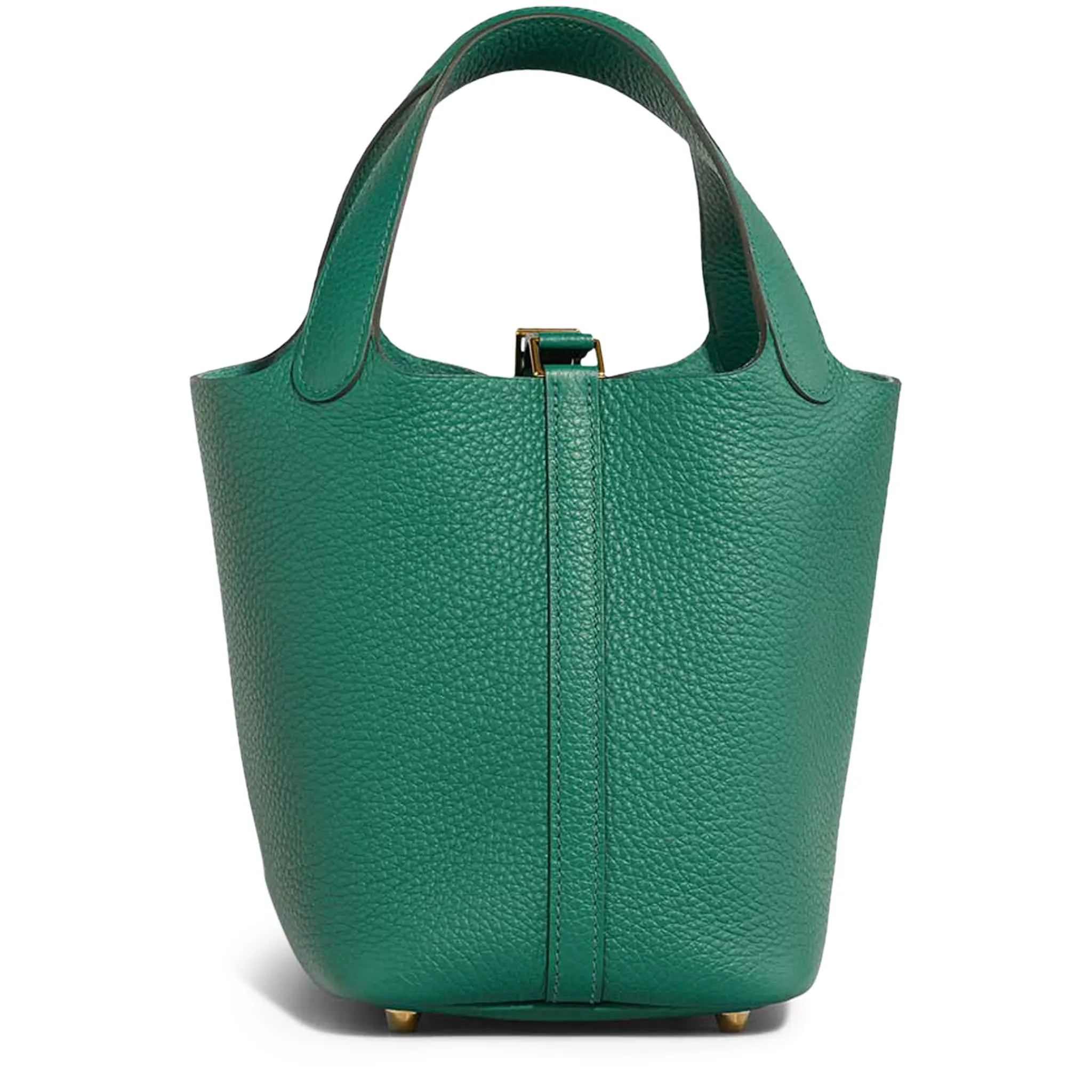 Back view of Hermes Paris Picotin Lock 18 Taurillon Clemence Leather Green H056289CC65